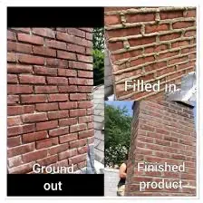 A picture of a brick wall before and after being filled in and finished.