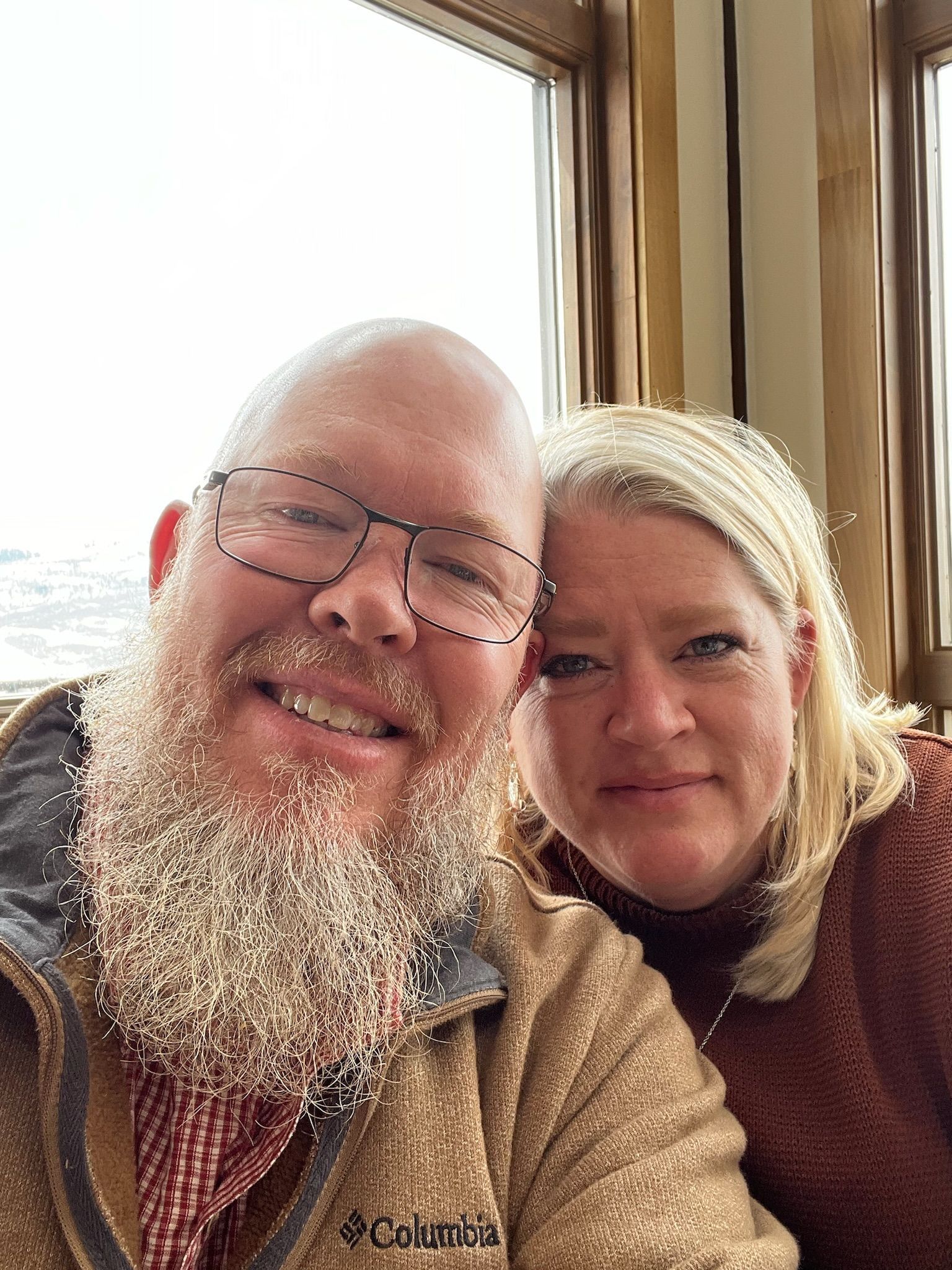 Couple smiling, close-up photo