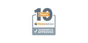 HomeAdvisor 10 Years Screened & Approved badge.