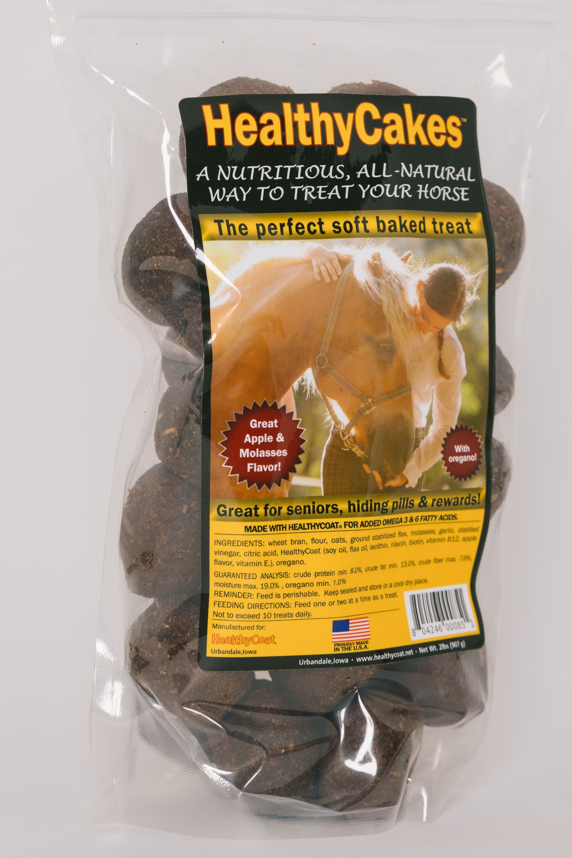 A bag of horse treats labeled 