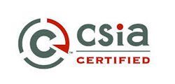 CSIA certified logo: gray circles with red arrow, “csia” text, “CERTIFIED” text.