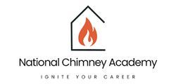 Logo for National Chimney Academy with a flame inside a chimney outline.