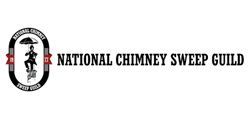 Logo for the National Chimney Sweep Guild with a chimney sweep under an umbrella.