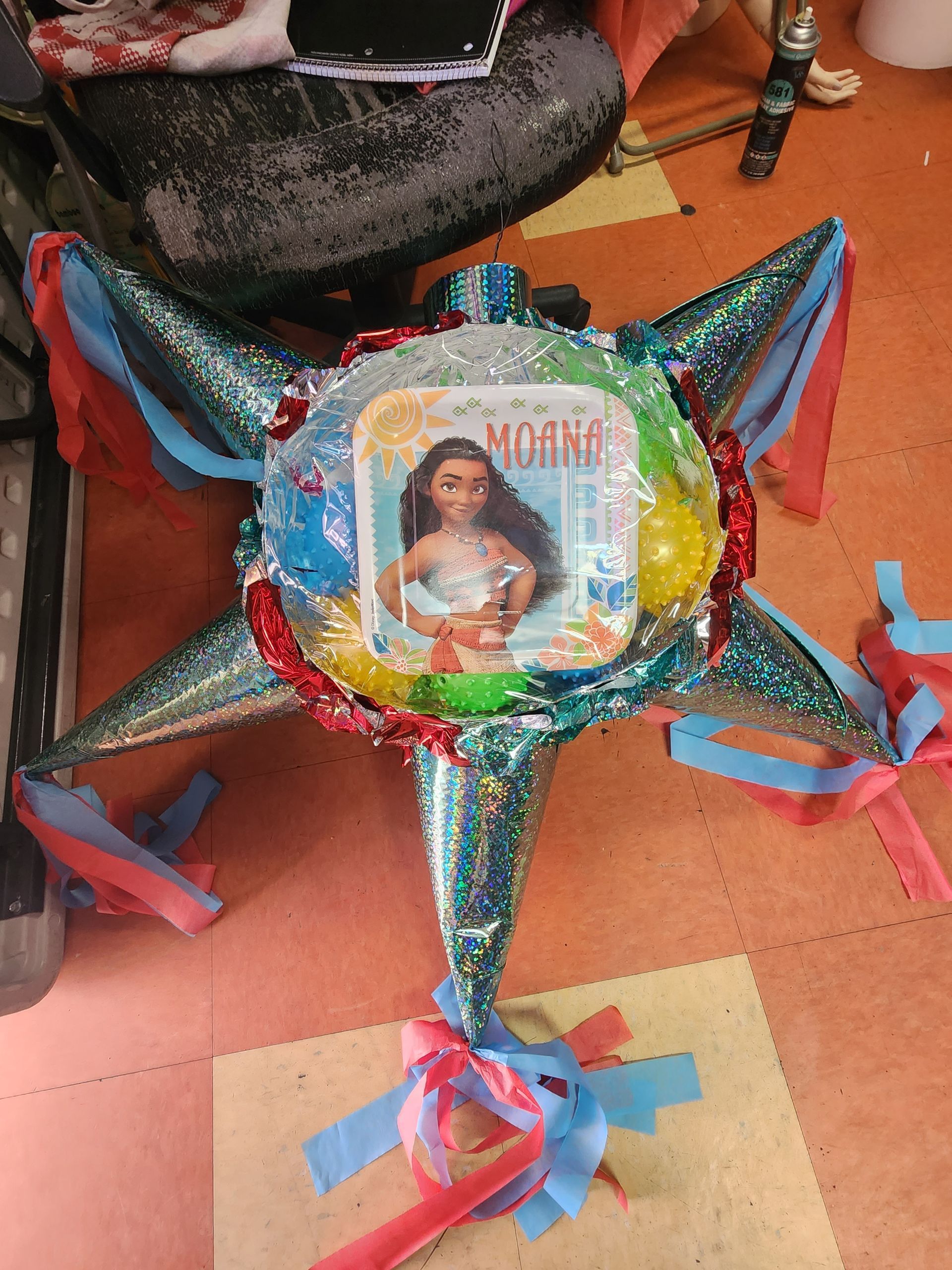 a pinata with a picture of moana on it