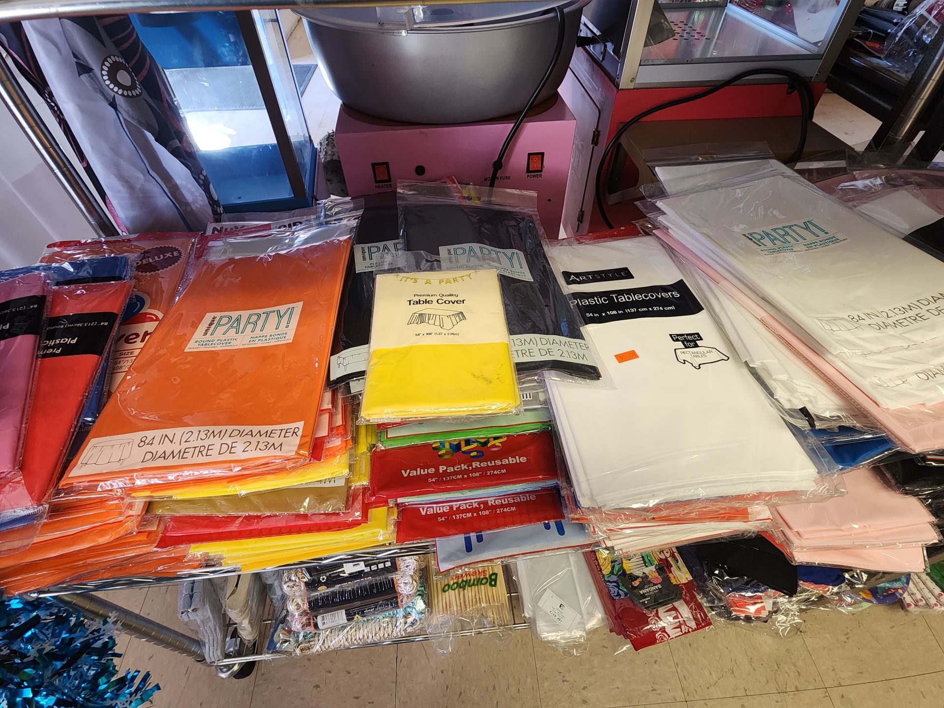 a table with a bunch of tissues on it