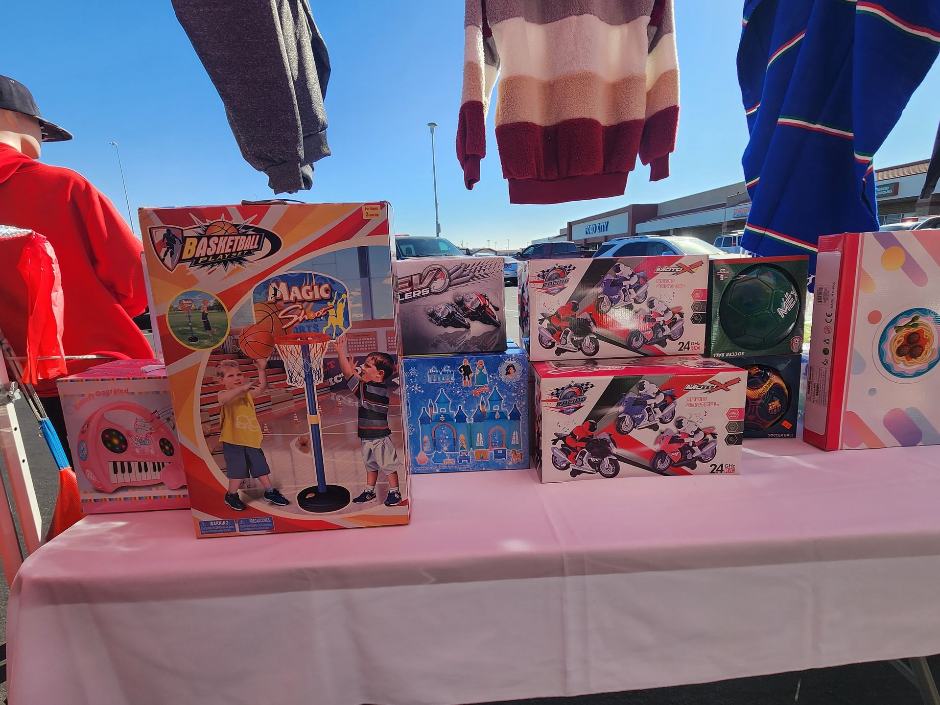 a table with a bunch of toys on it