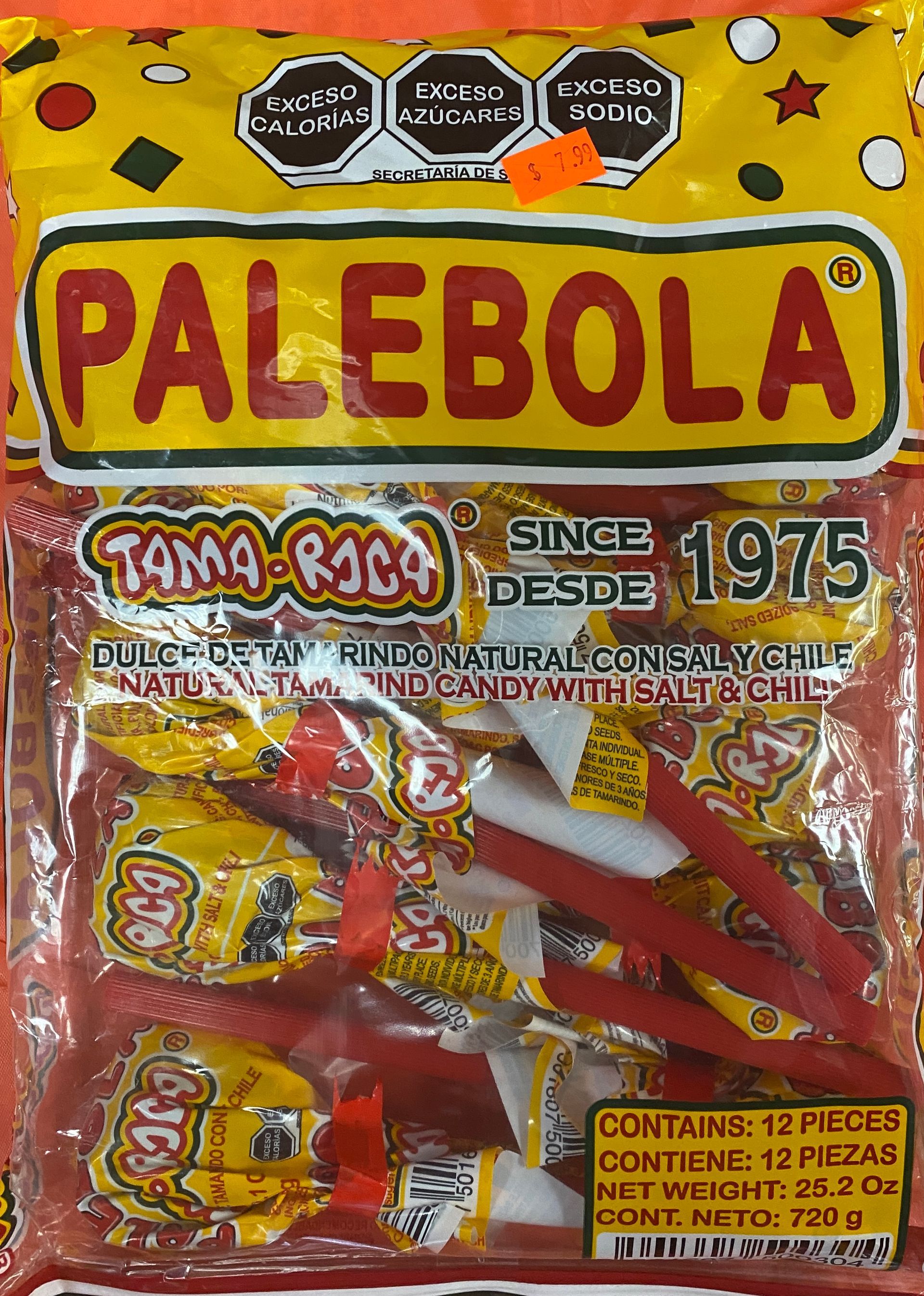 a bag of palebola candy is sitting on a table .
