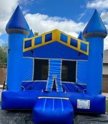 a blue bouncy castle