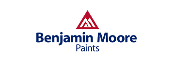 Benjamin Moore paints logo: Red triangle over words,
