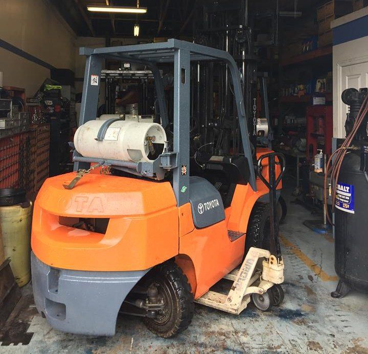 Orange forklift