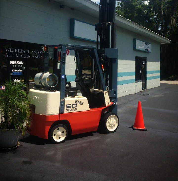 Red forklift