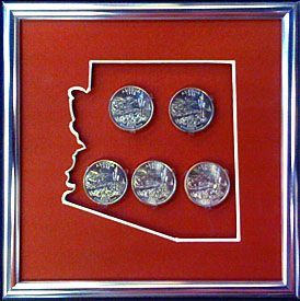 A framed picture of the state of arizona
