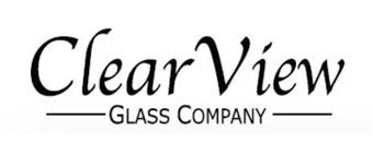 ClearView Glass Company logo in black script text over a horizontal line with the words "GLASS COMPANY."