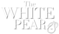 White logo reading “The White Pear” with a stylized pear illustration
