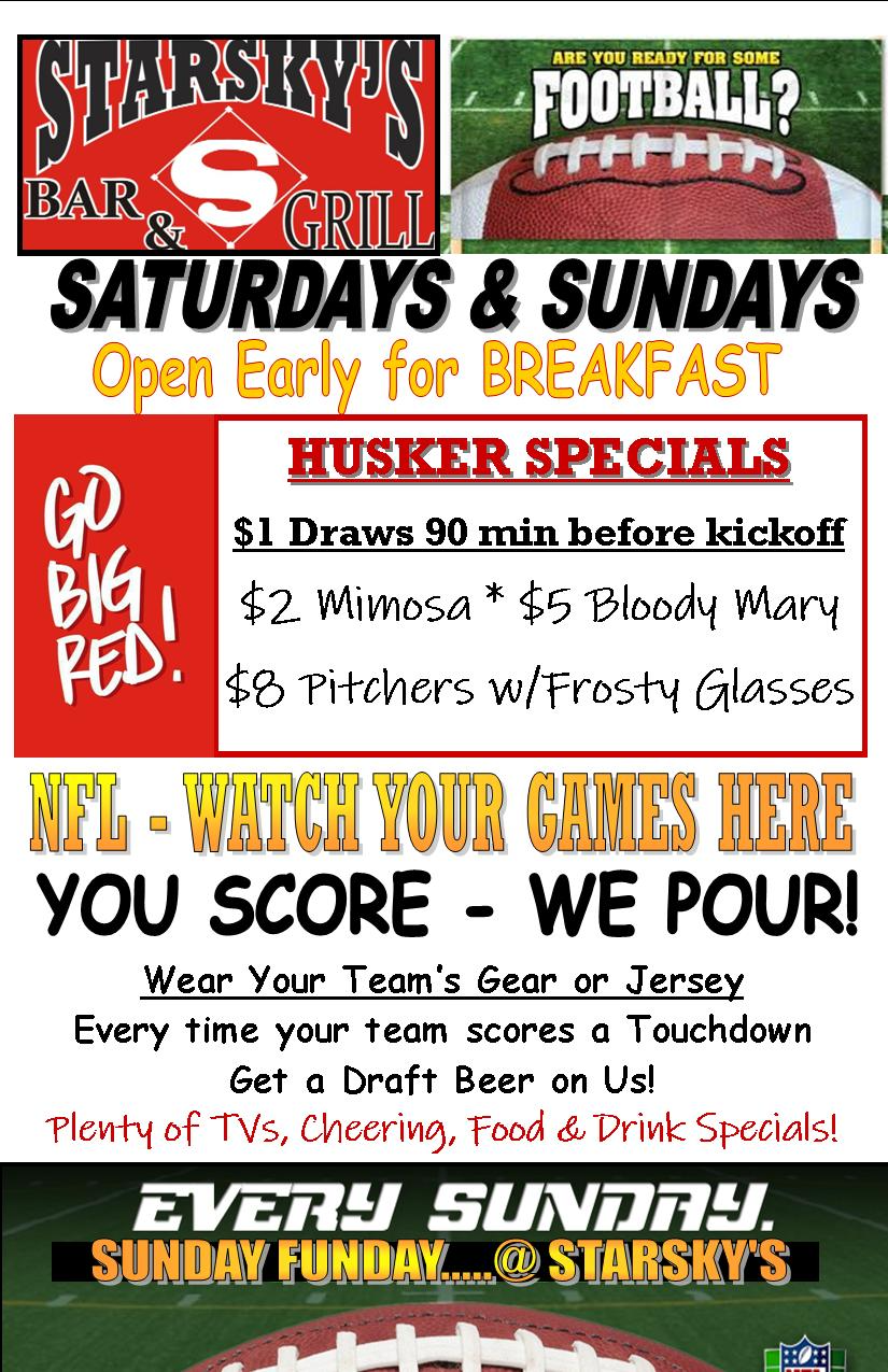 Saturday and Sunday NFL specials