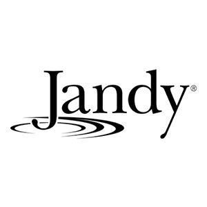 Jandy logo in black serif text with a water ripple swirl underneath.