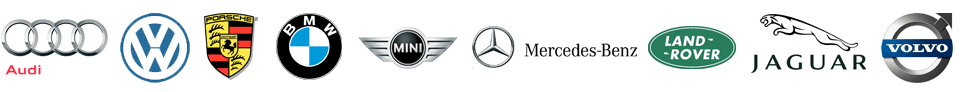 Audi | Volkswagen | Porsche | BMW | Mini Cooper | Mercedes-Benz | Land Rover | Jaguar | Volvo