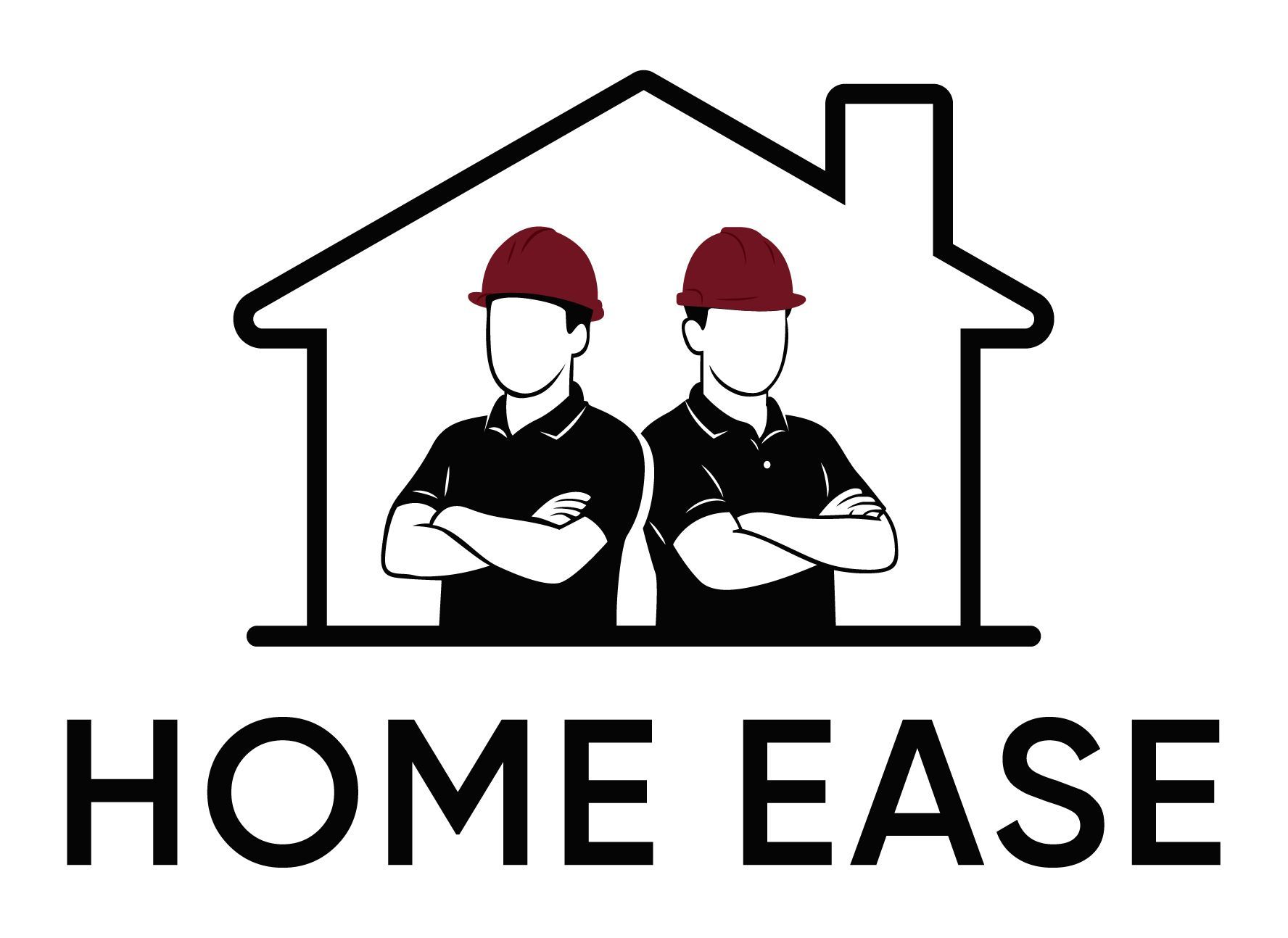 "HOME EASE" text in dark red with a subtle shadow against a white background.