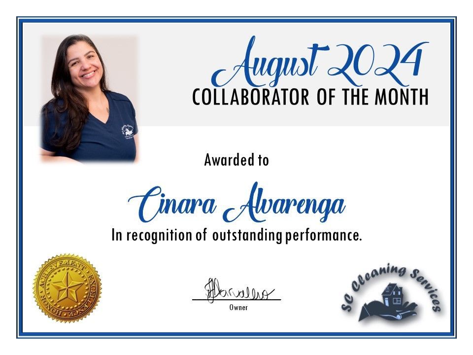 A certificate that says September 2024 collaborator of the month.