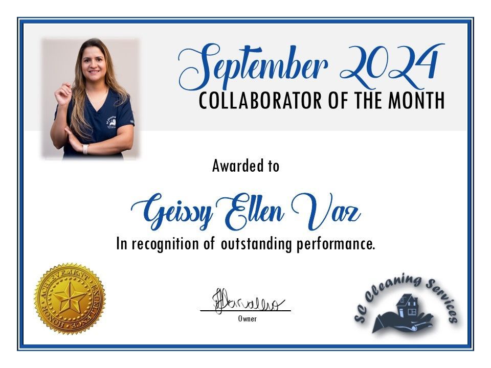 A certificate that says August 2024 collaborator of the month.