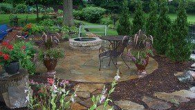 Flagstone Patio with fire-pit