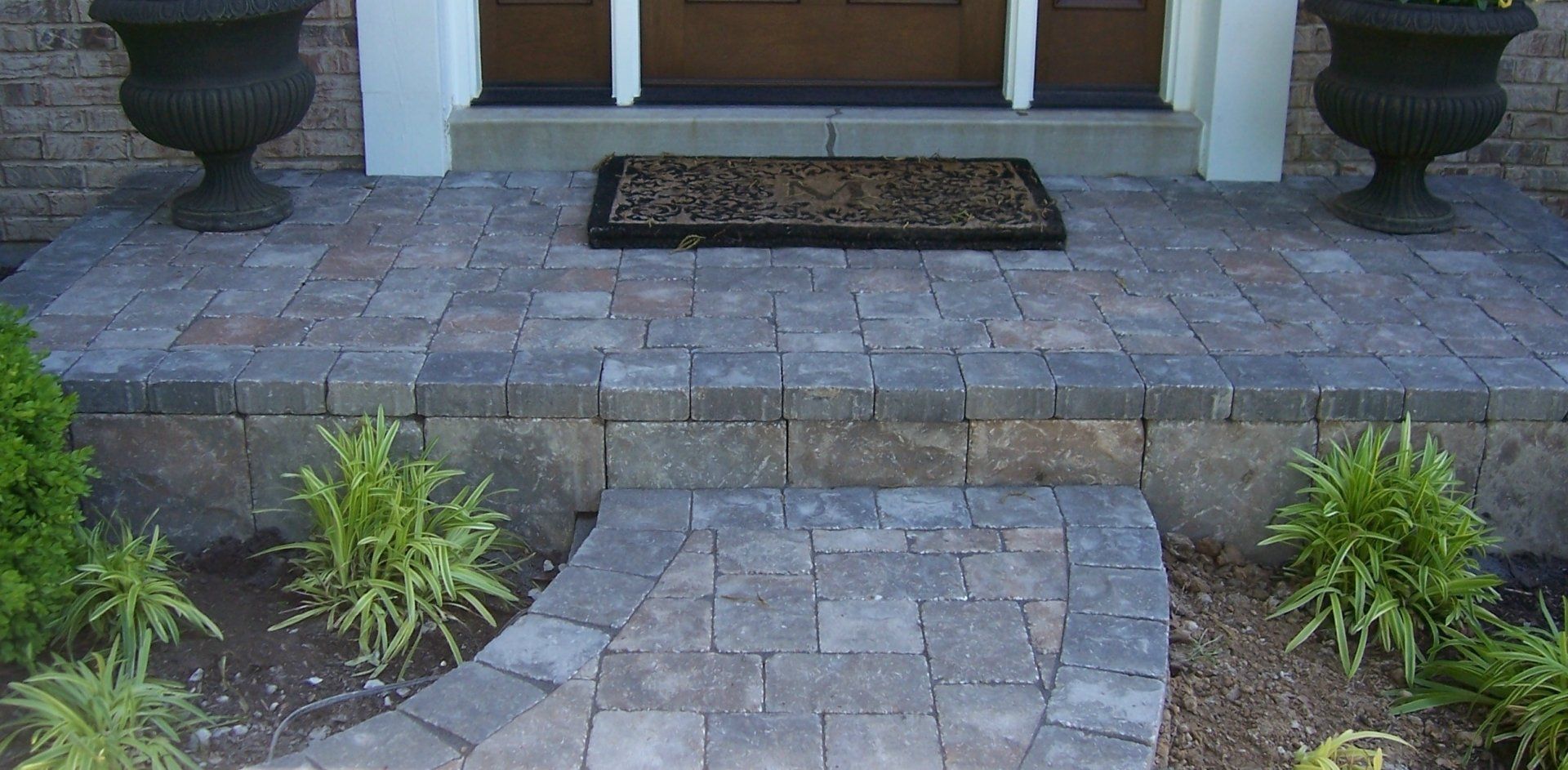 Paver porch & pathway with landscaping