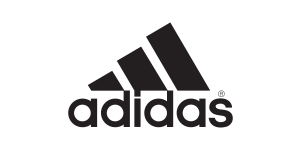 A black and white adidas logo on a white background