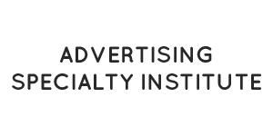 The logo for the advertising specialty institute is black and white.