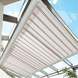 tension shades under glass roofs