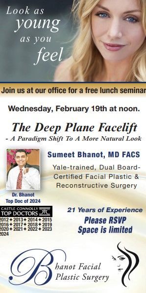 An advertisement for a seminar called The Deep Plane Facelift