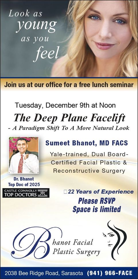 Advertisement for a facelift procedure with a woman's portrait and a doctor's photo, Syracuse, NY.