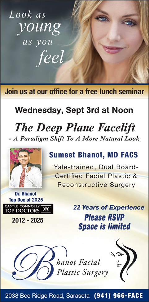 An advertisement for a seminar called the deep plane facelift