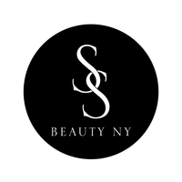 Black circle logo with intertwined white SS and BEAUTY NY text.
