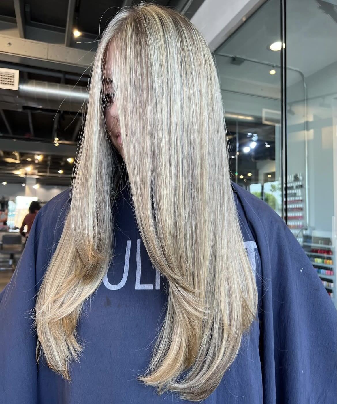 Woman with long blonde hair