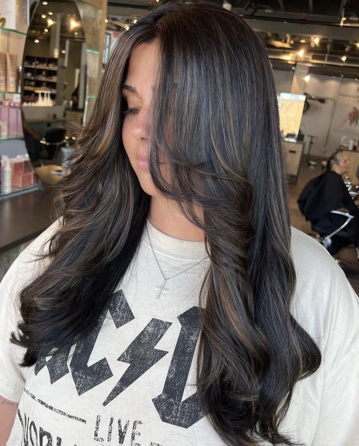 Dark hair and highlights