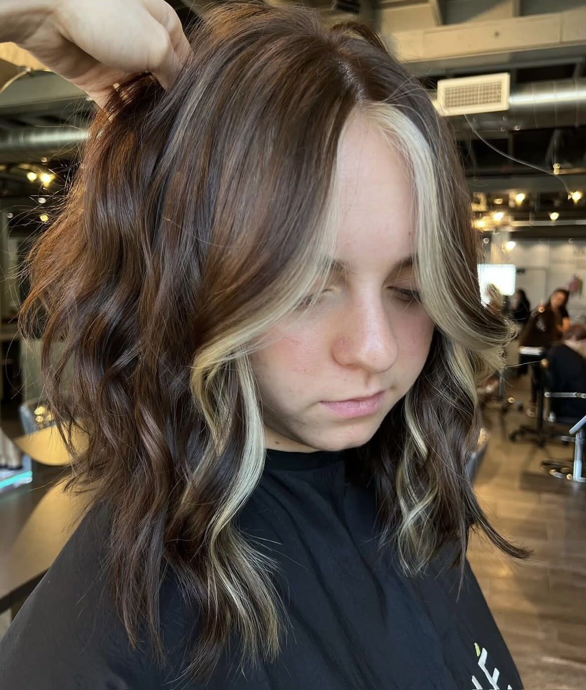 Woman with money piece highlights