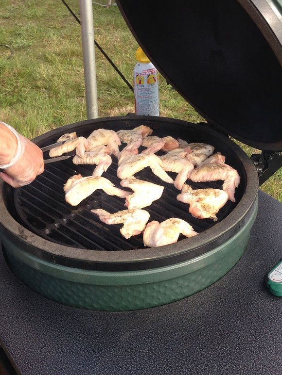 Grilling the chicken wings