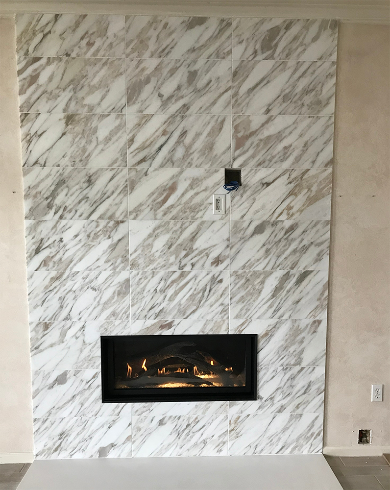 Finished fireplace with Mable by homeowner
