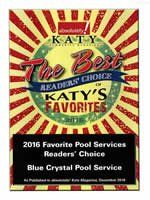 Katy 's favorites 2016 favorite pool services readers ' choice blue crystal pool service