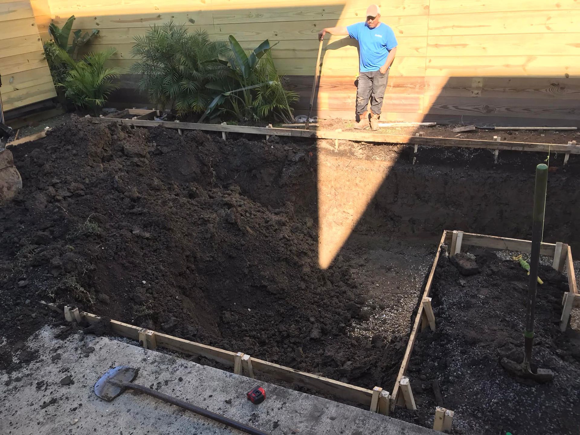 Crew preparing plumbing layout for new pool in Gonzales, LA