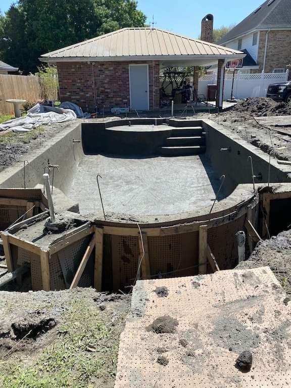 Gunite pool shell during installation in Covington, LA