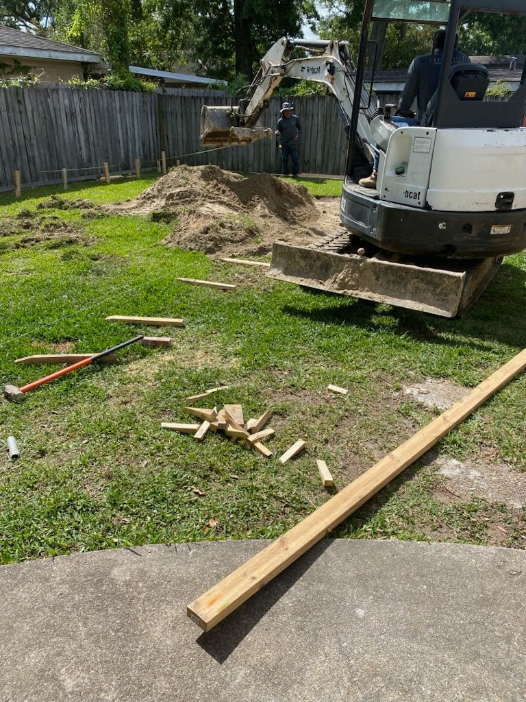 Excavation and layout marked for in-ground pool in Zachary, LA