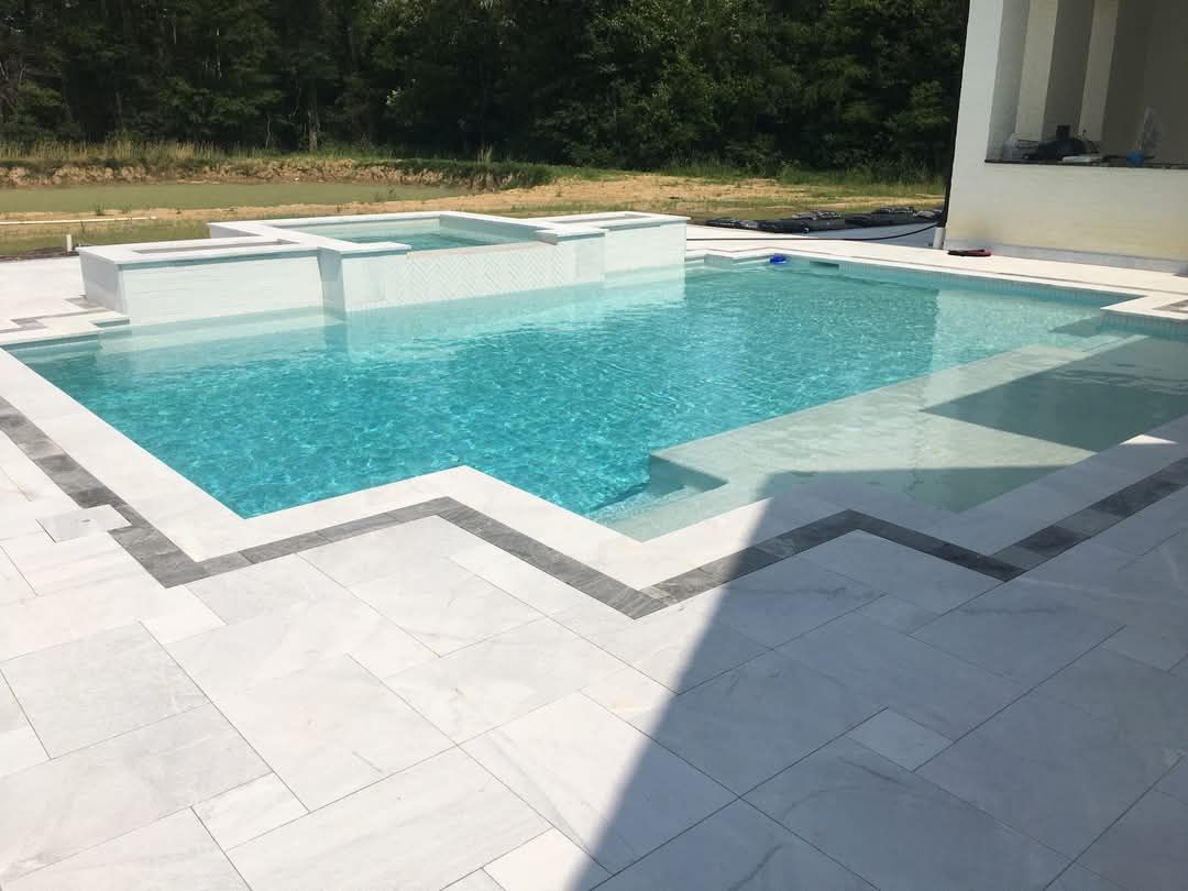 Contemporary geometric pool design, Slidell, LA