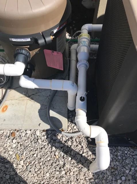 Pool plumbing setup with PVC piping during install in Luling, LA