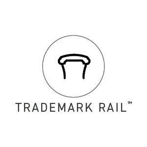 Trademark Rail logo with stylized rail icon inside a circle on a white background