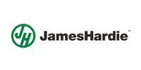 James Hardie logo with green circular icon and black wordmark on white background