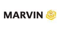 MARVIN wordmark in black with a yellow hexagonal logo icon