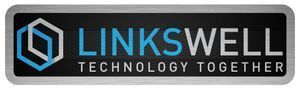 Logo: LinksWell, white and blue overlapping hexagon graphic, 