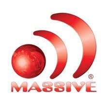 Red sphere and crescent shapes logo with the word 