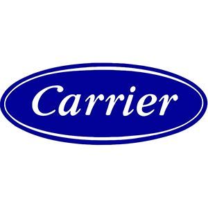 Blue Carrier logo in an oval emblem with white italic text